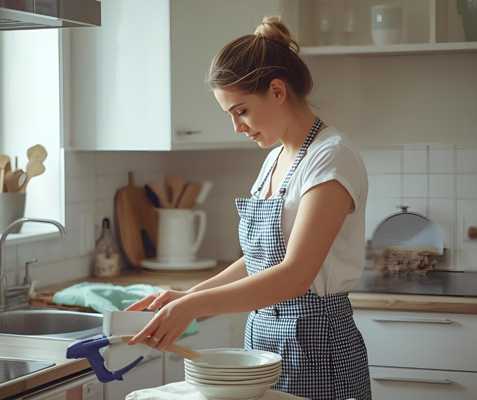 Woman in kitchen doing chores Woman in kitchen doing chores