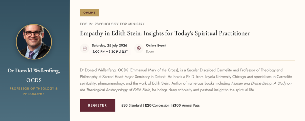 ENRICHING MINISTRY DAY Dr Donald Wallenfang, OCDS £30