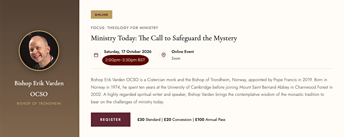 ENRICHING MINISTRY DAY Bishop Erik Varden OCSO £30