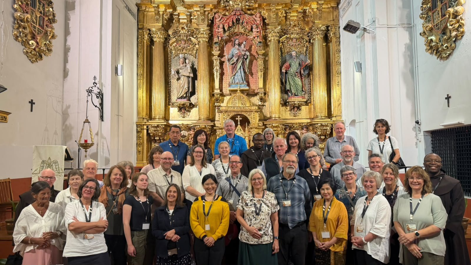 The pilgrims before an altarpiece of St Joseph