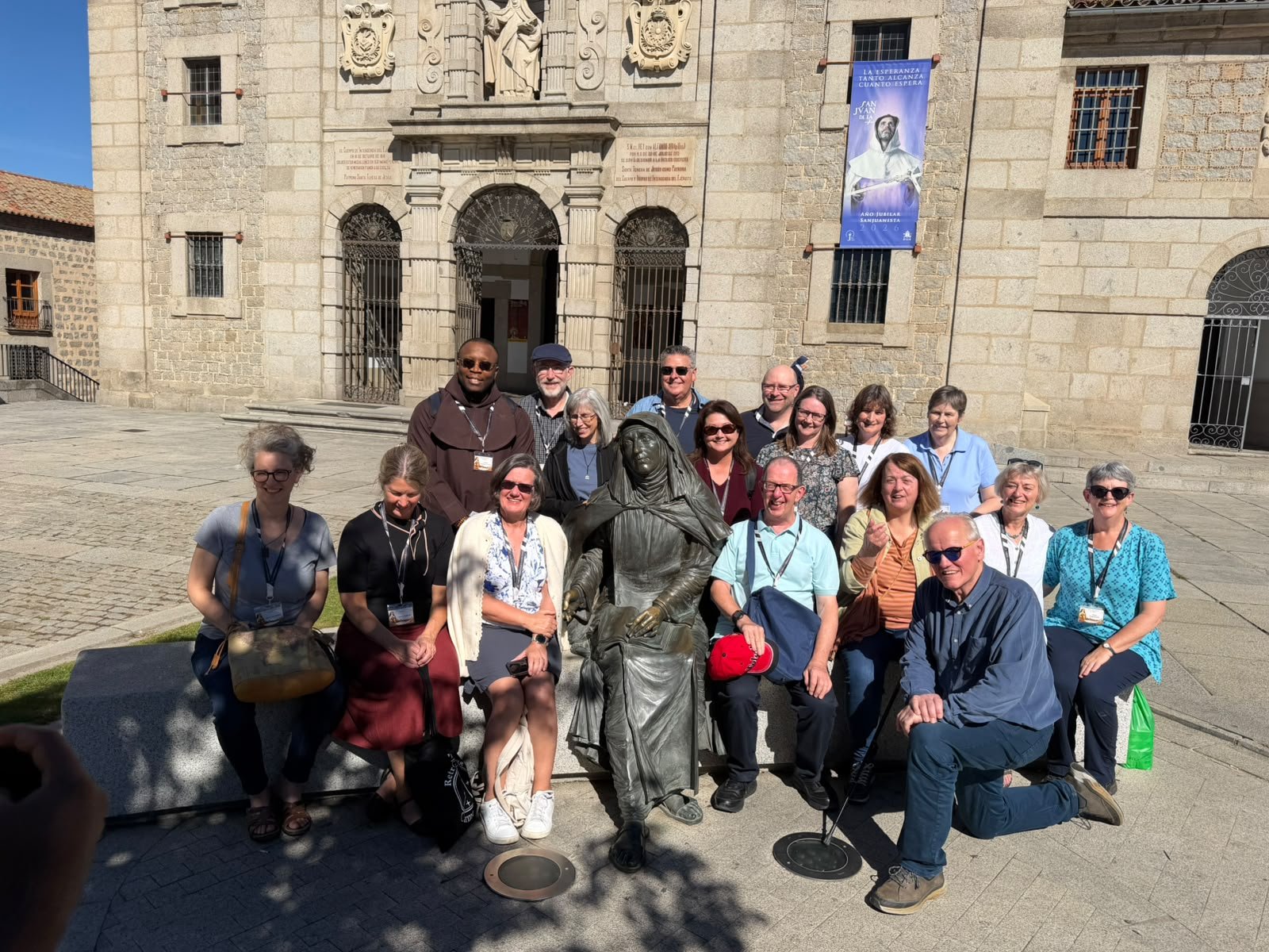 With St Teresa outside La Santa, the church built over her birthplace